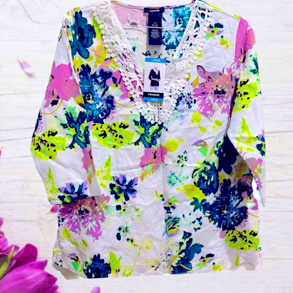 Premise floral linen Tunic